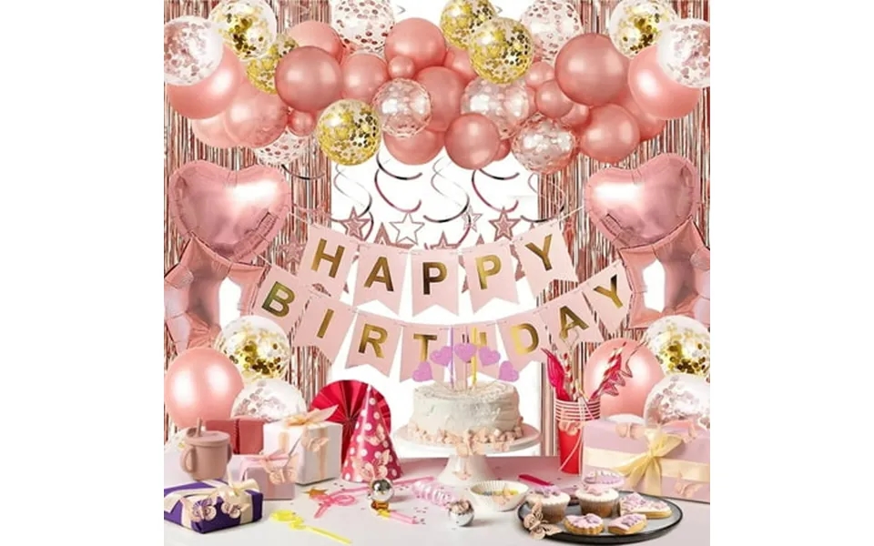 Lafaytte Rose Gold Birthday Party Decorations Set Premium Supplies For Kids Adults & All Ages With Happy Birthday Banner