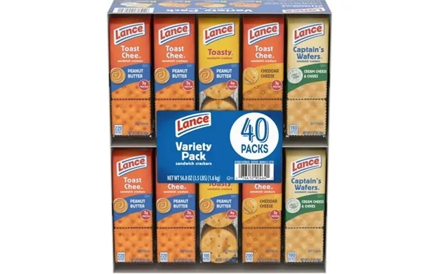 Lance Sandwich Crackers Variety Pack 4 Flavors 40 Individually Wrapped Packs 6 Sandwiches Each product image