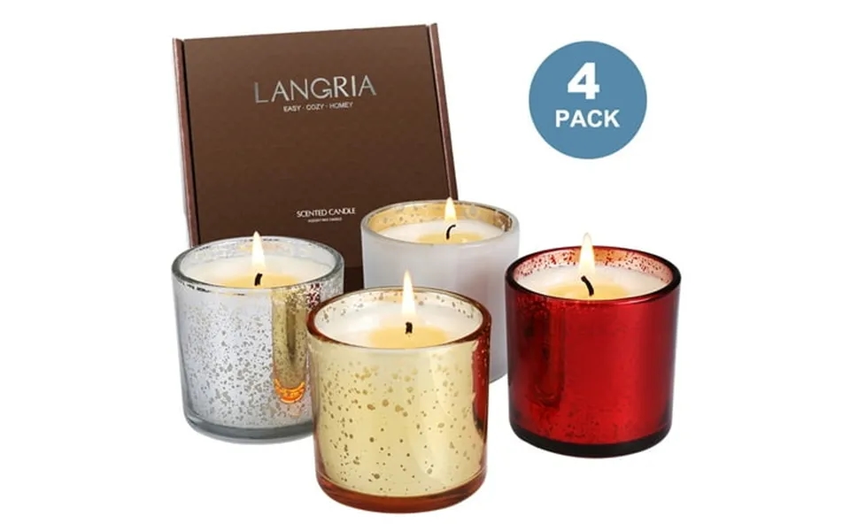 Langria Set Of 4 Aromatherapy Scented Candles Better Home And Garden In A Jar Glass Made Of Organic 100% Soy Wax Gift Bo