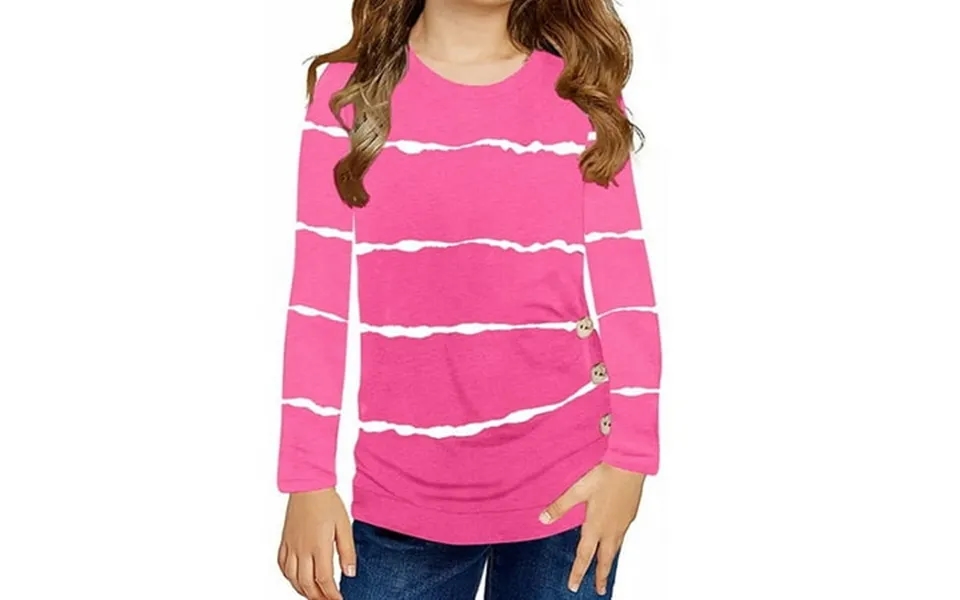 Langwyqu Girls Casual Long Sleeve T Shirts Striped Tunic Tops Size 4-15 Years