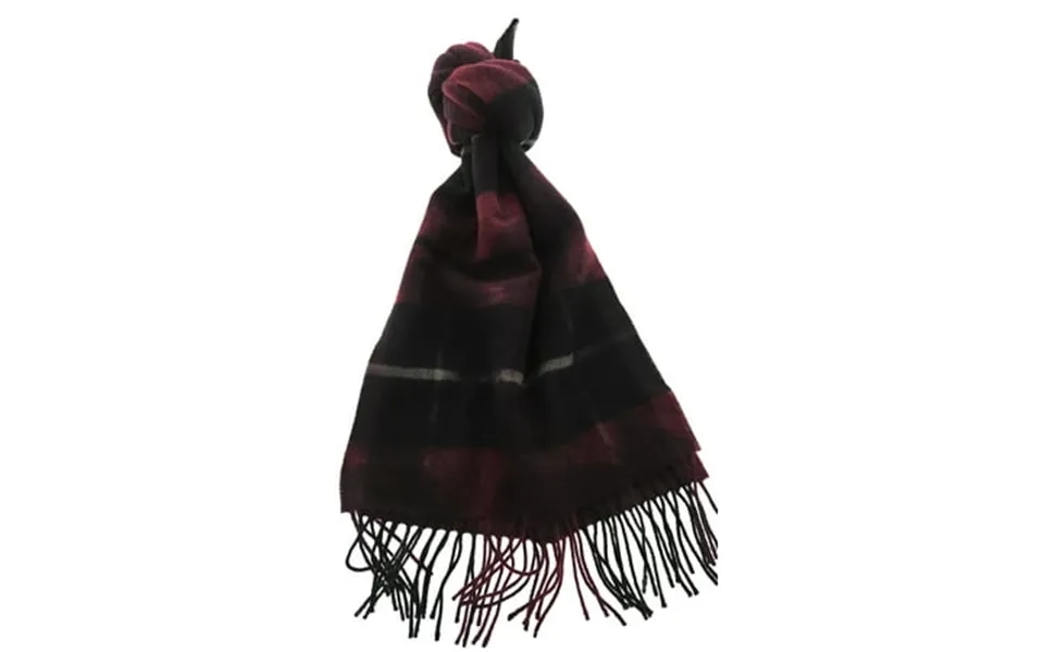Lanvin 100% Wool Scarf Plaid Burgundy And Black Fringed Winter Wrap For Mens