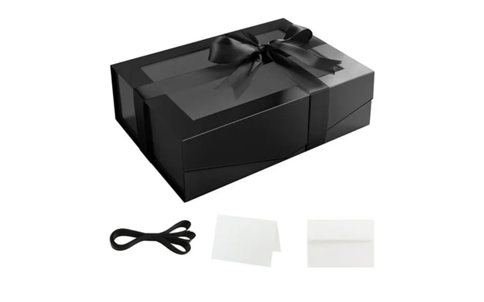 Large Black Gift Box With Window 13.5x9x4.1 Inches Gift Box For Present Contains Ribbon Card Groomsman Proposal Box Glos