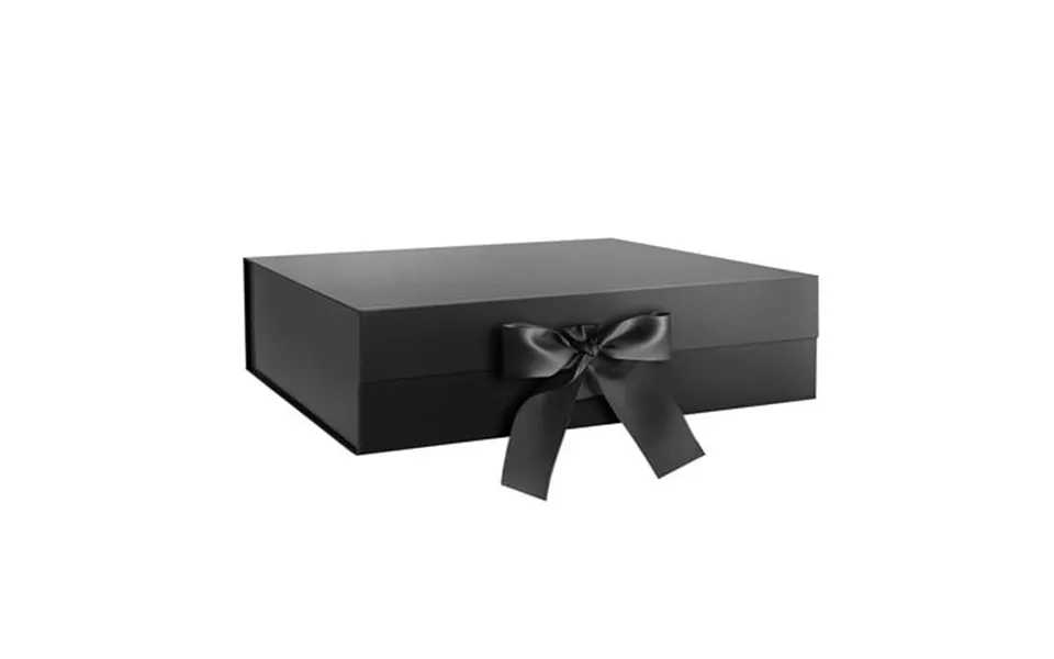 Large Gift Box With Ribbon 13.5x9x4.1 Inches Black Magnetic Gift Box With Lid For Presents Groomsman Proposal Box Glossy