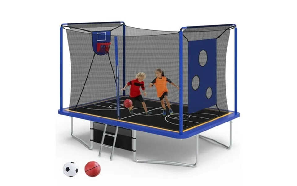 Large Rectangle Trampoline For Kids And Adults 1600lbs Weight Capacity 8 ×12ft Recreational Trampoline With Enclosure Ne