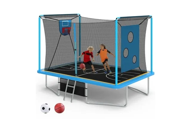 Large Rectangle Trampoline For Kids And Adults 1600lbs Weight Capacity Recreational Trampoline With Enclosure Net Basket product image
