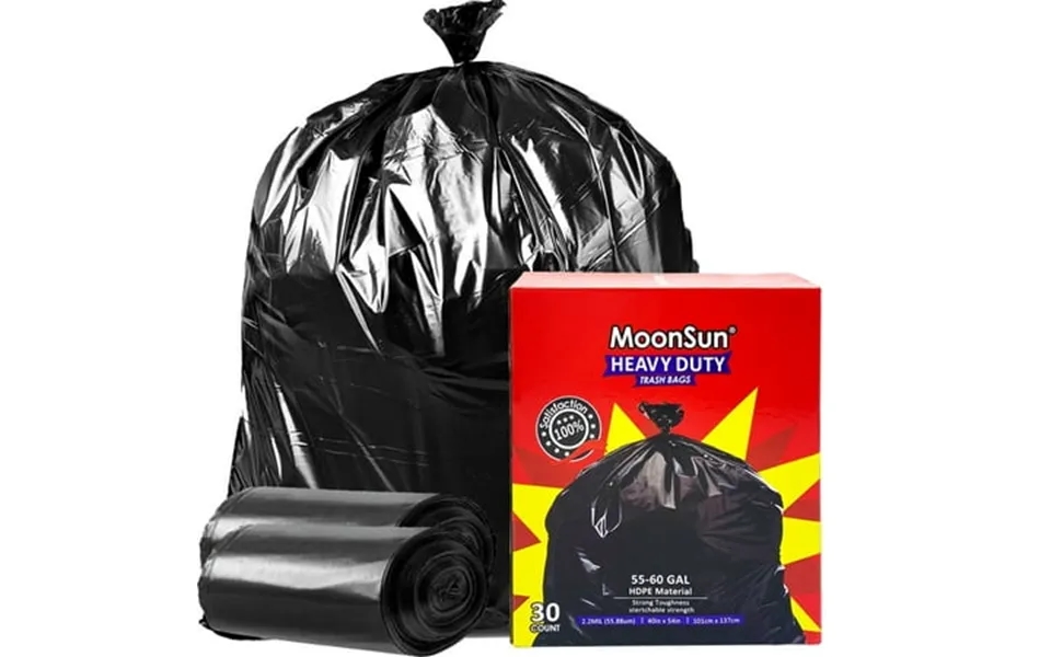 Large Trash Bags 2.2 Mil 55-60 Gallon Large Contractor Bags 30 Counts Heavy Duty Outdoor Garbage Can Liners Black