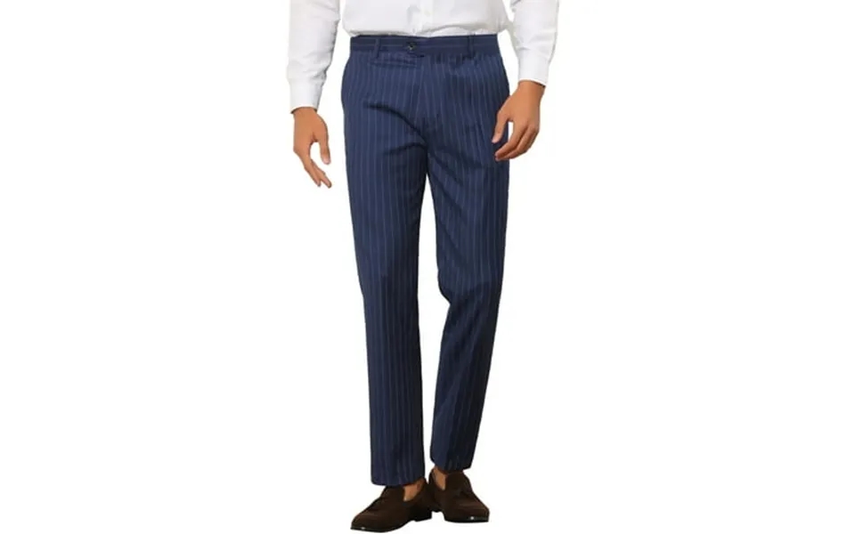 Lars Amadeus Stripes Pants For Men S Slim Fit Flat Front Formal Dress Trousers 32 Blue