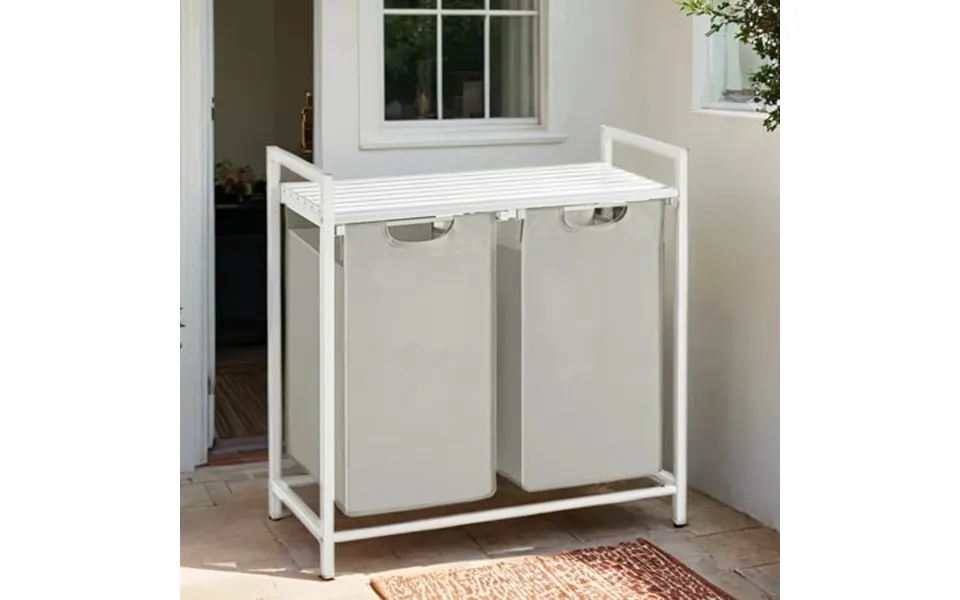 Laundry Sorter With 2 Removable Bags & Storage Shelf Heavy-duty Metal Frame 24
