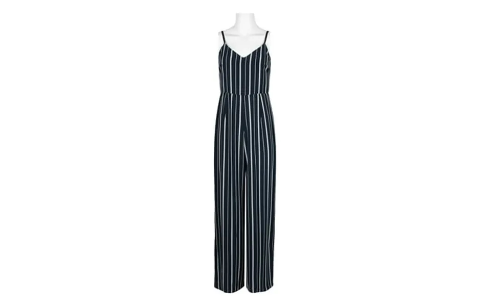 Laundry Spaghetti Strap Concealed Zipper Back Stripe Print Crepe Jumpsuit-navy Ivory 0