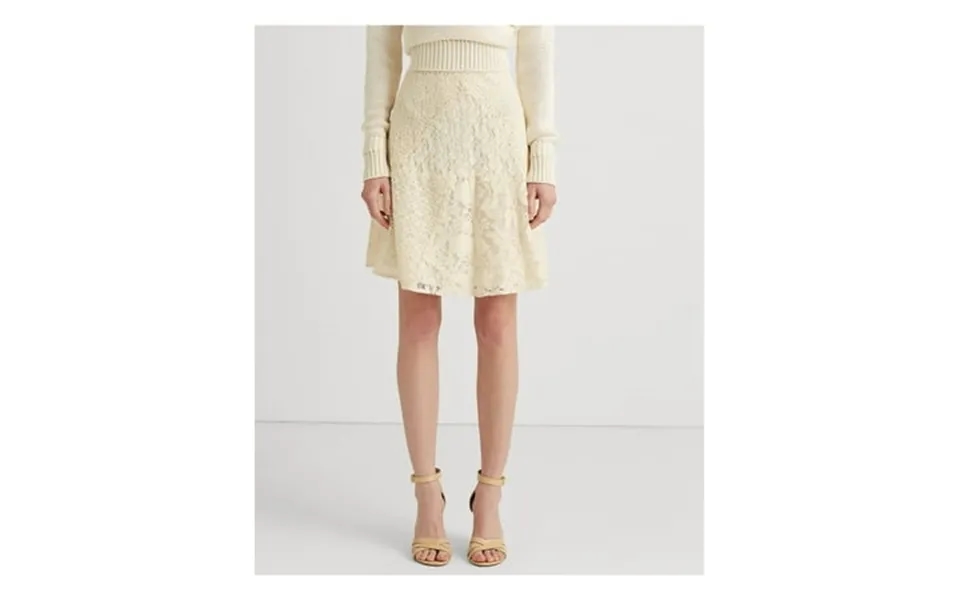 Lauren Ralph Lauren Womens Beige Lace Zippered Lined Above The Knee A-line Skirt 18