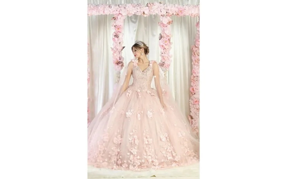 Layla K Lk199 Illusion Cape Sleeve Floral Ball Gown