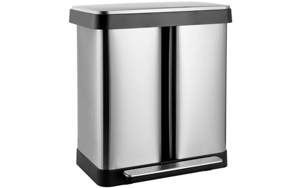 Lazy Buddy 16 Gal Stainless Steel Dual Trash Can 2 Compartments Garbage Can & Recycling Bin For Kitchen Home Office