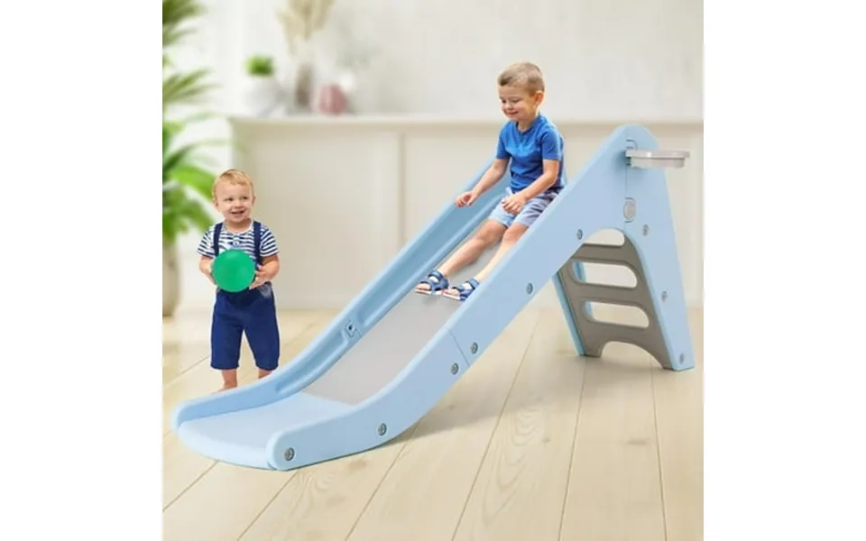 Lazy Buddy Freestanding Kids Slide Slide For Toddler Play Climber With Basketball Hoop Indoor Outdoor Toy For Boys Girls
