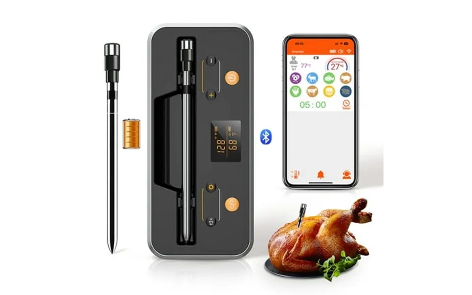 Lcd Wireless Food Thermometer With Dual Sensors For Beef Lamb Turkey