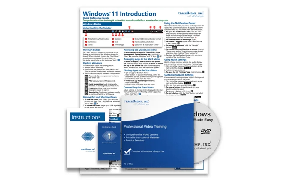 Learn Windows 11 Deluxe Training Tutorial- Video Lessons Pdf Instruction Manual Quick Reference Software Guide For Windo