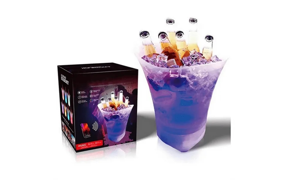 Led Ice Bucket With Bluetooth Speaker Lighted Beverage Tub For Parties Portable Wine Chiller Cooler For Events 1 * Ice B
