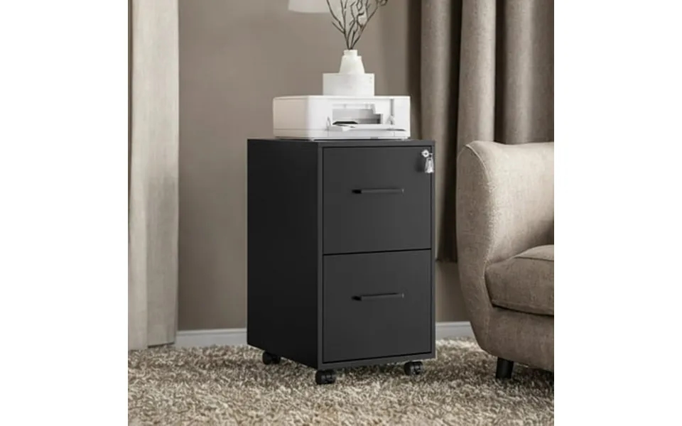 Ledrem Pre-assembled File Cabinet With Lock 2-drawer Mobile Storage For A4 Legal Letter Files Steel Frame Smooth Slides