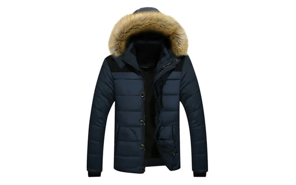 Leesechin Clearance Mens Faux Fur Coats Stand-up Collar Winter Big And Tall Padded Cotton Jacket Blue L