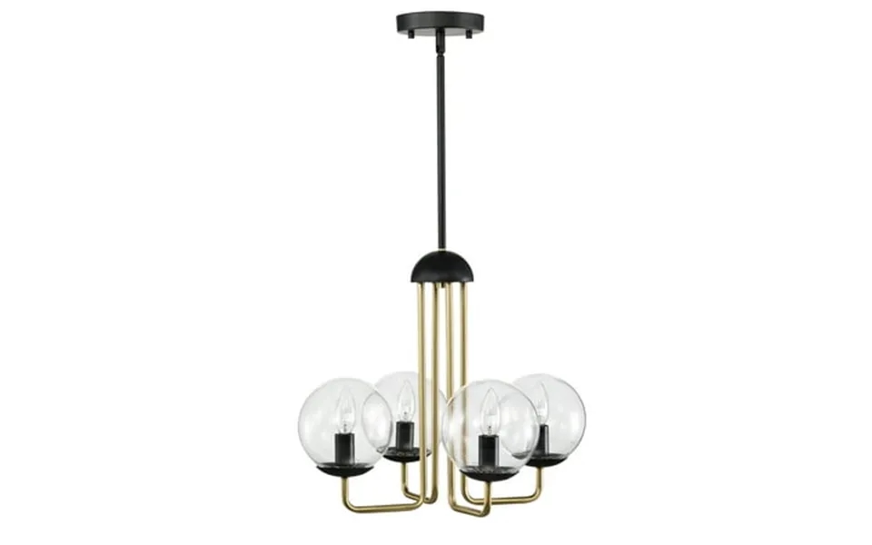 Leila 18.9 In. 4-light Indoor Matte Black And Brass Finish Chandelier With Light Kit
