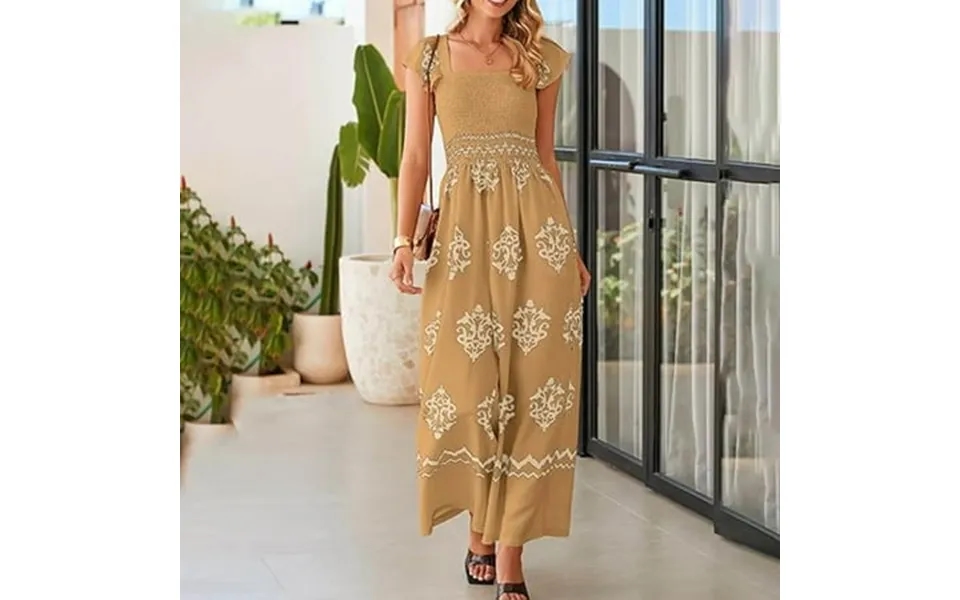 Lekwk Womens Loose Casual Jumpsuits Graphic Printed Boho Summer Overalls One-piece Short Sleeve Wide Leg Long Pant Rompe