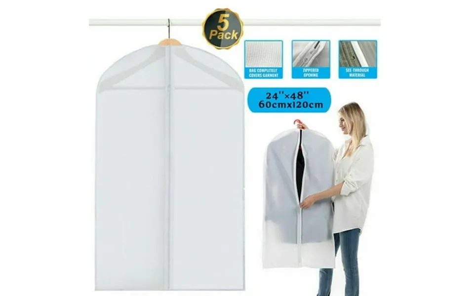 Lelinta 24 X 48 5 Pack Hanging Garment Bags Lightweight Suit Bags Garment Bags For Hanging Clothes Garment Cover Clear G