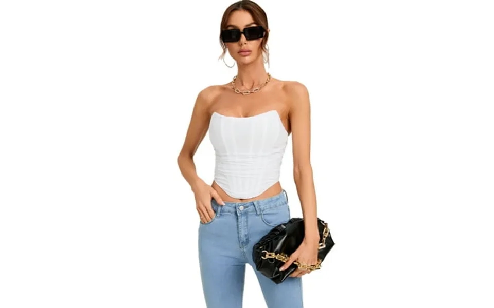 Lelinta Women Ladies Tube Top Sexy Overbust Corset Bustier Plus Size Body Shaper Top Sleeveless Slim Backless Corset Top