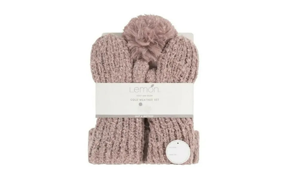 Lemon Women S Snow Storm Beanie And Mitten Set One Size Pink Purple - Cw-1045