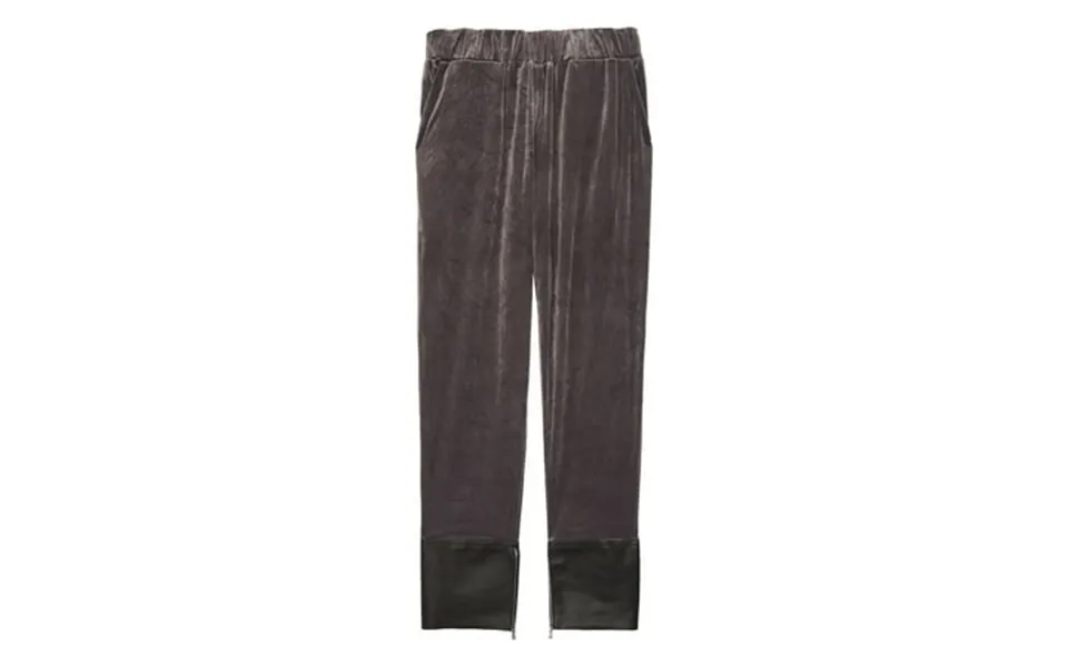 Les Chiffoniers Womens Velvet & Leather Cuffed Track Pants X-small Grey