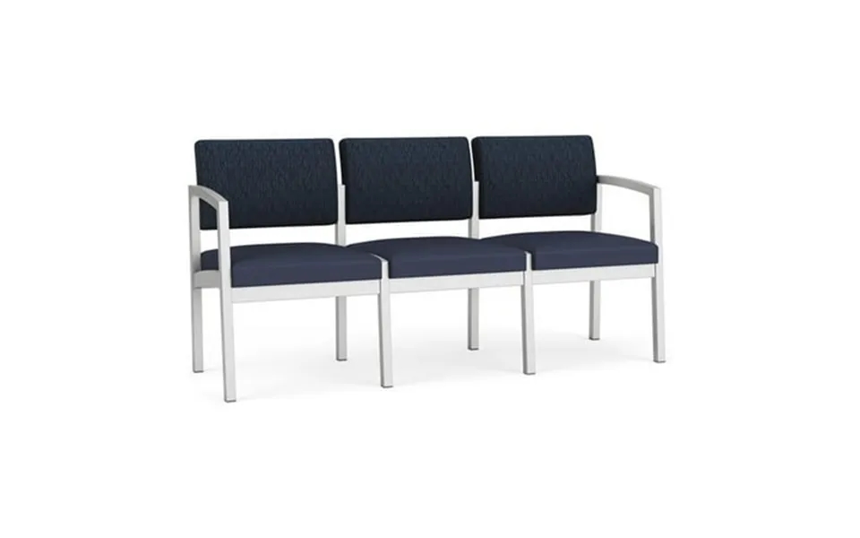 Lesro Lenox Steel Modern Fabric Waiting Room Guest Sofa In Silver Midnight Sky Castillo Batik