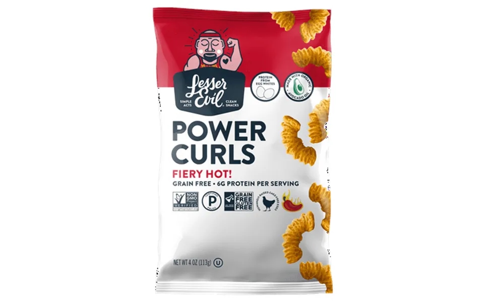 Lesserevil Gluten-free Power Curls Fiery Hot 4 Oz