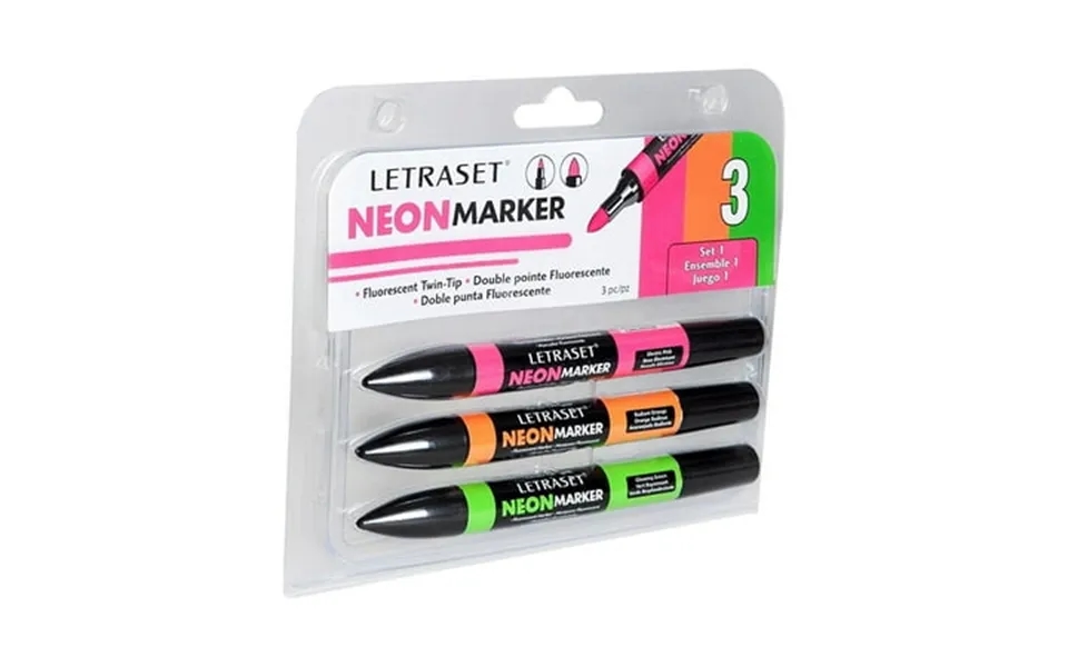 Letraset Twin Tip Neonmarker Fluorescent Color Set 1 - 3 Count