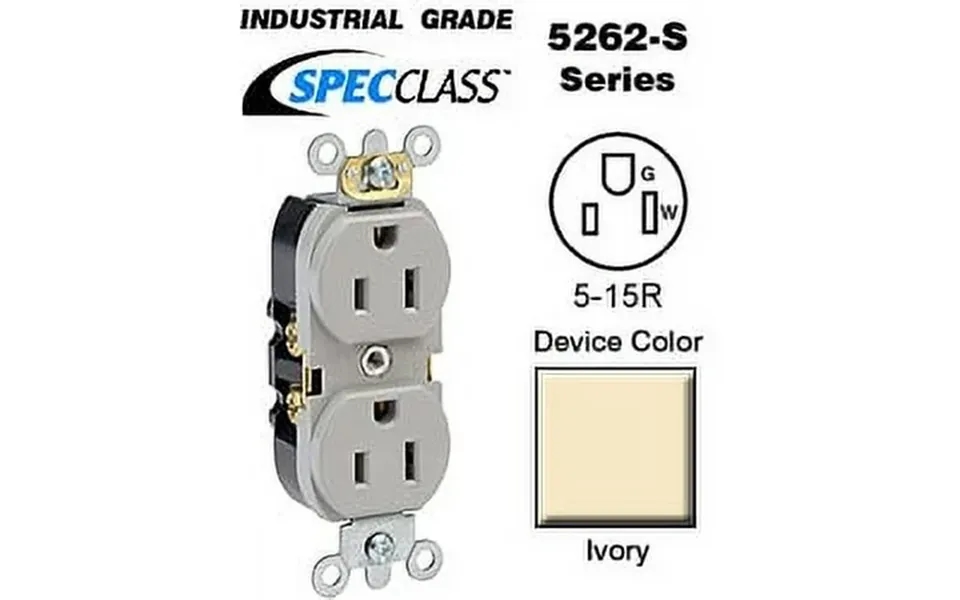 Leviton 5262-si Duplex Receptacle Contractor Pack Industrial Grade 5-15r 15a 125v Bands 8 Hole Feed-thru Wired - Ivory C