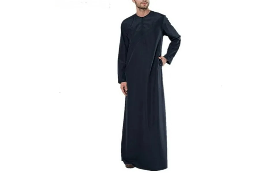 Levmjia Men S And Big Men S Shirt Long Sleeve Stand-up Collar Blouse Muslim Robe Set Arab Middle Robe Standing Neck Zipp