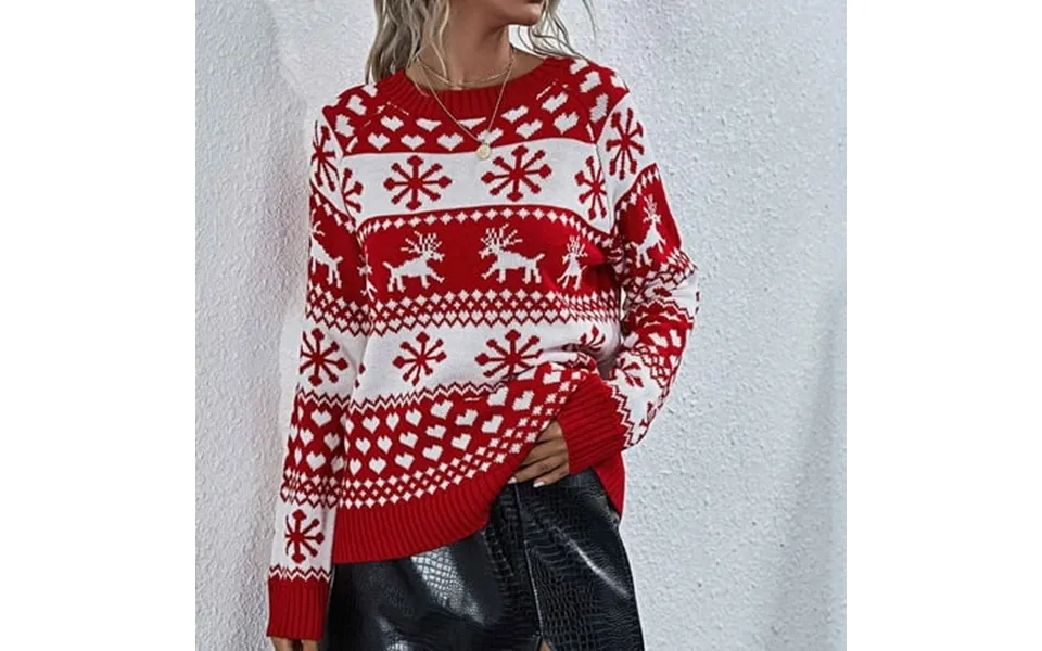 Levmjia Sweaters For Women Clearance Autumn Winter Long Sleeves Christmas Crew Neck Loose Trend Tops Christmas Snowflake