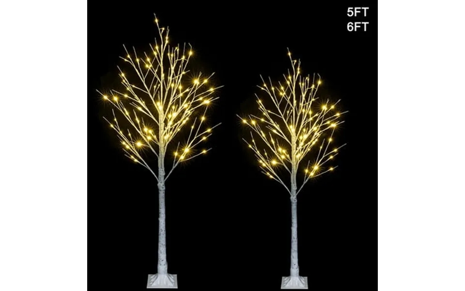 Lighted Tree 2 Pack Led Birch Trees For Christmas 5’&6’h Snowflake Artificial Christmas Trees 5ft 6 Ft Pvc Christmas Tre