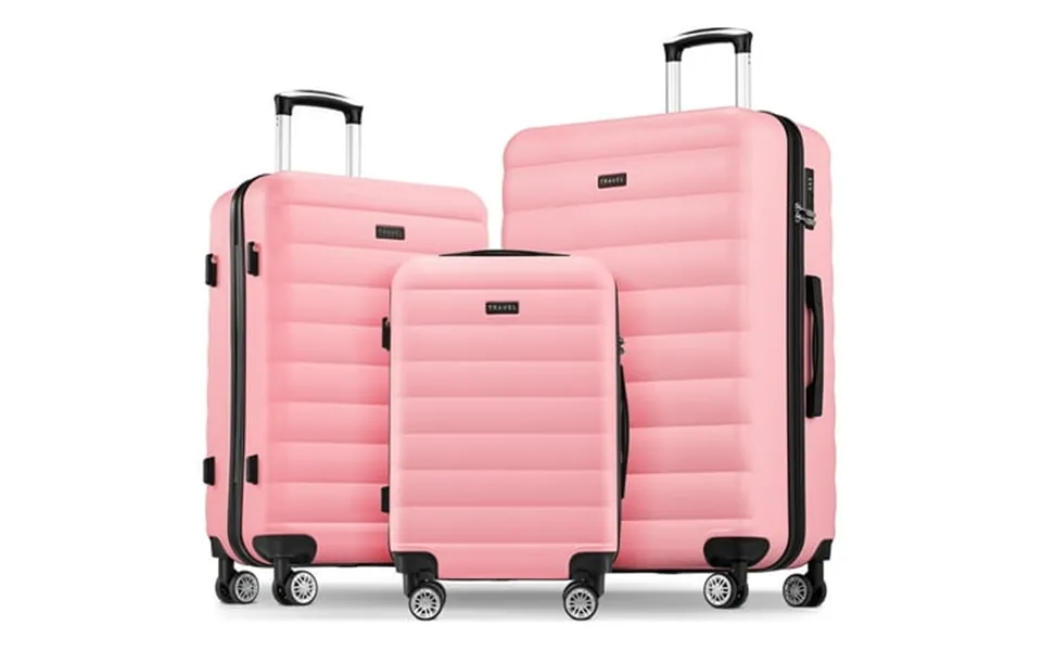 Lightweight 3 Piece Spinner Suitcase Luggage Set With Wheels And Secure Lock Pink