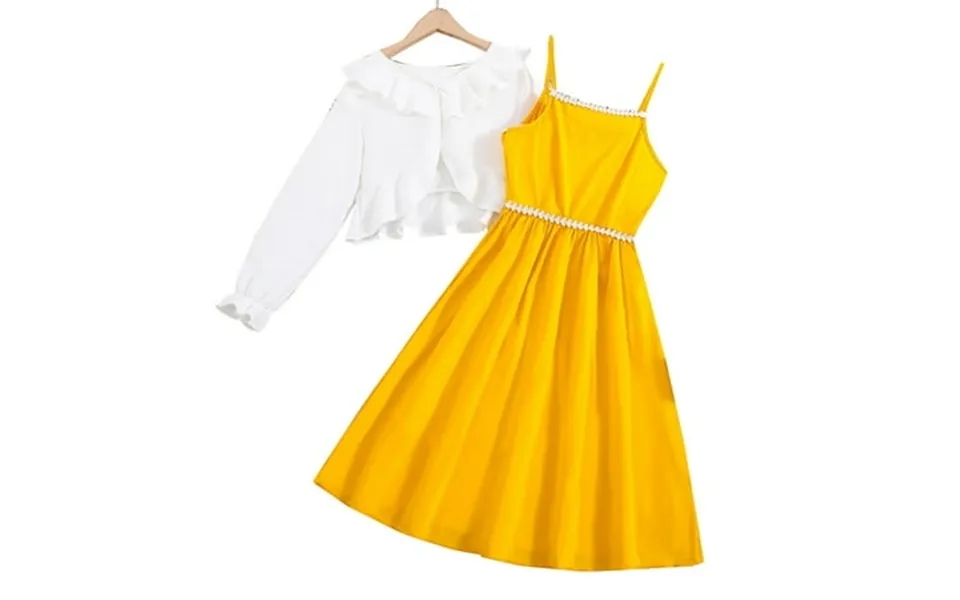 Lijcc Girls Suspender Dress Jacket Suit Toddler Girl Halter Dress Irregular Long Sleeved Coat Suit For 8 To 14 Years