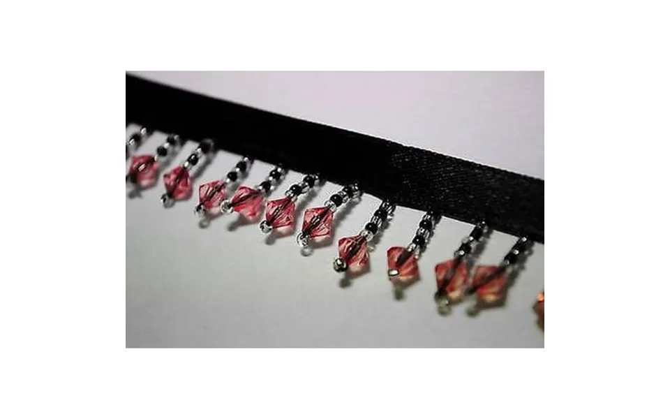 Lily 1 Beaded Fringe Trim Pink Faceted Acrylic Beads Trimming Black By Yardage
