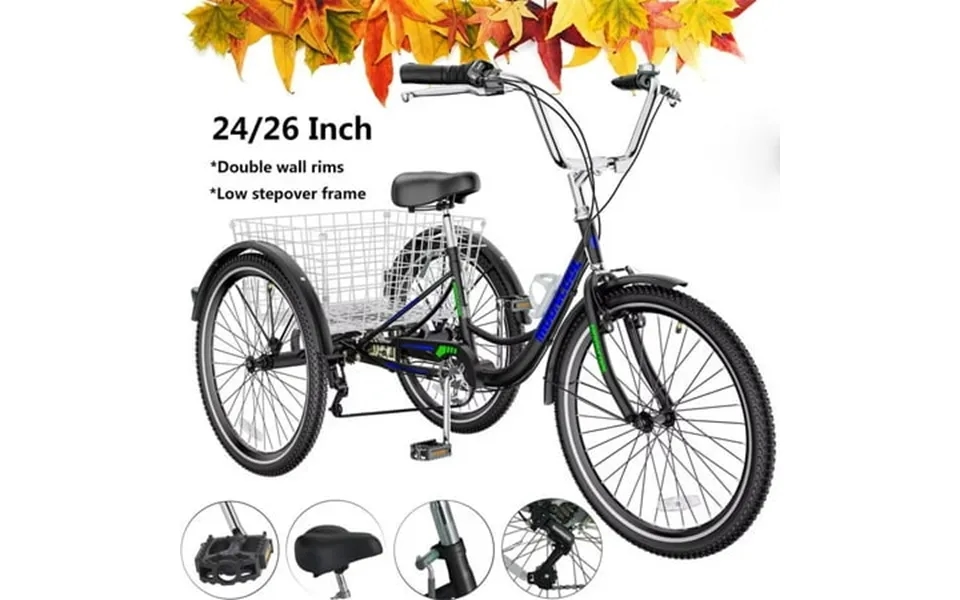 Lilypelle 24 26 Adult Tricycle 3 Wheel Trike Low Stand-over Frame Bike With Shimano Derailleur Large Rear Basket Double