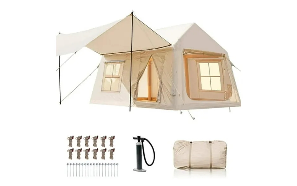 Lilypelle 8-10 Person Blow Up Inflatable Tent With Removable Canopy And Stove Jack 2 Room Instant Setup Air Cabin Waterp