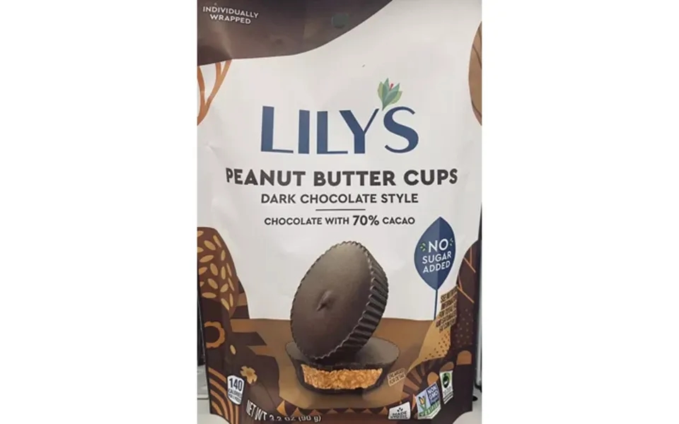 Lilys Peanut Butter Cups 70% Cacao Dark Chocolate 3.2 Oz Candy Bag