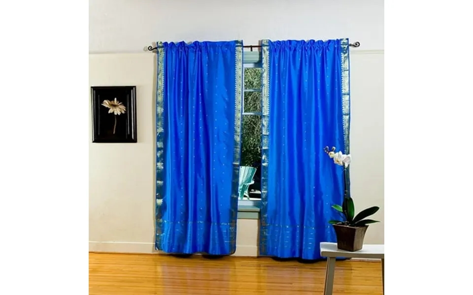 Lined-enchanting Blue Rod Pocket Sheer Sari Curtain Drape -60w X 120l-piece