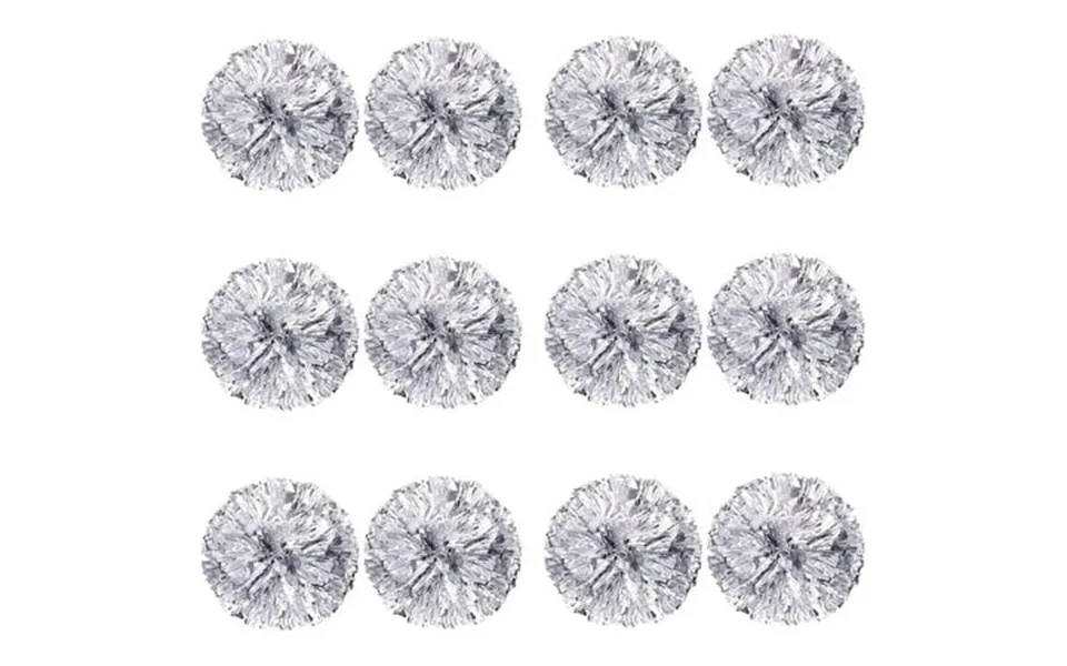 Linlin 12pcs Cheerleading Pom Poms For Kids Metallic Foil & Plastic Ring Cheer Pom Poms Girls School Game Dance Matches