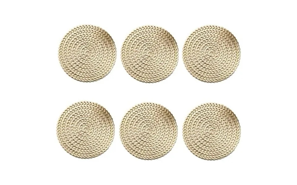Linlin 6 Pieces Coasters Pvc Insulation Pads Mats Hollowed-out Round Coasters For Home And Kitchen Resistant Use Gold