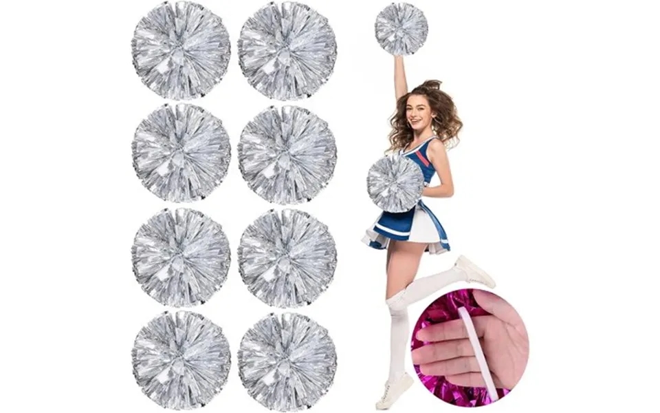 Linlin 8 Pcs Metallic Cheerleading Pom Pom For Team Spirit Sports Dance Cheering Kids Adults