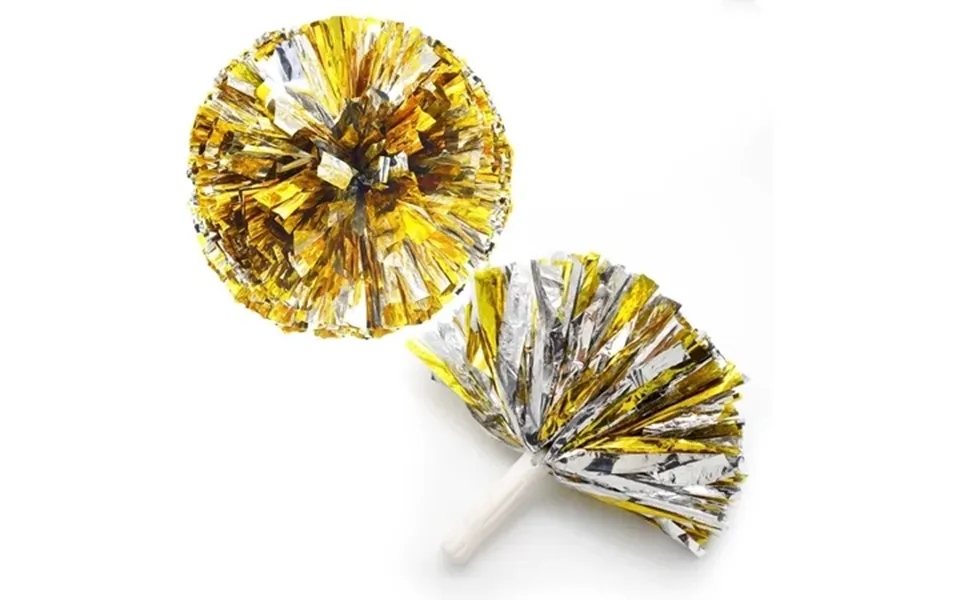 Linlin Cheerleading Pom Poms 2 Pcs Straight Handle Style Metallic Foil Pom Poms Cheering Hand Flowers For Sports Cheers