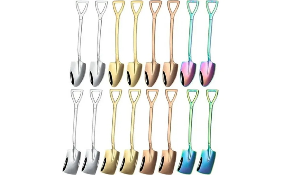 Linlin Stainless Steel Spade Spoons 16pcs Shovel-shaped Creative Coffee Spoon Dessert Spoon Ice Cream Scoop Stir Waterme