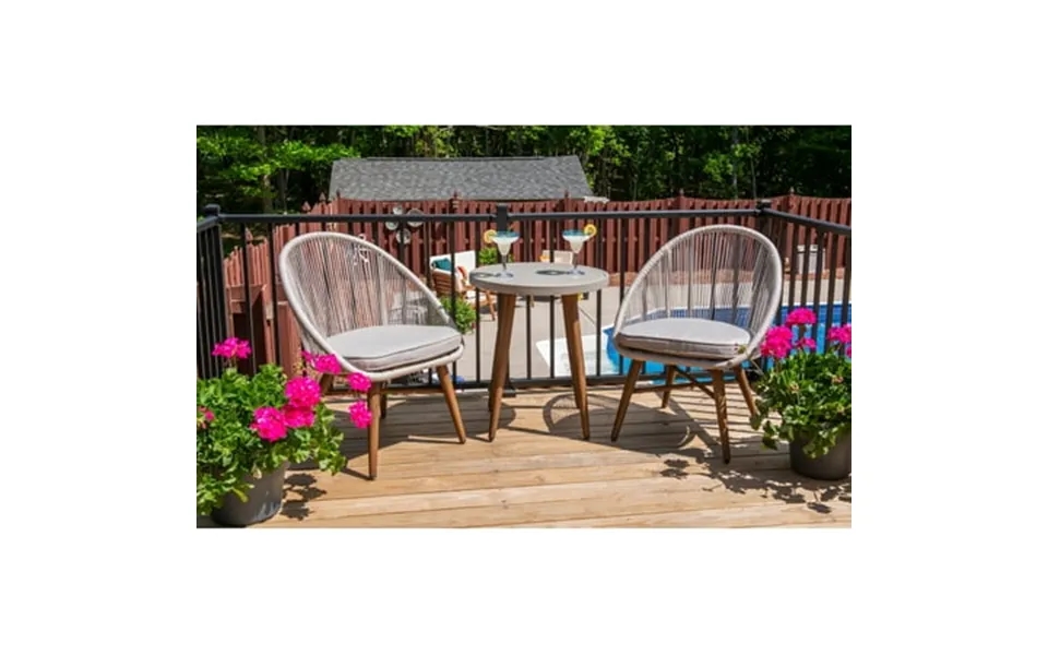 Linon Barstow 3-piece Wood & Metal Outdoor Bistro Set With Table And Chairs Rustic Gray