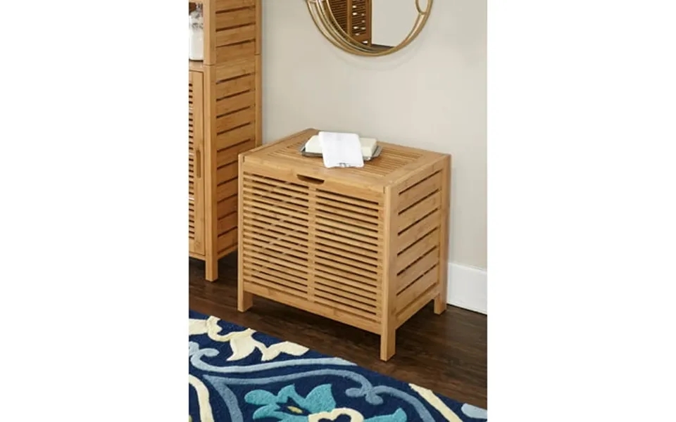 Linon Harding Lift-top Hamper Natural Bamboo Finish