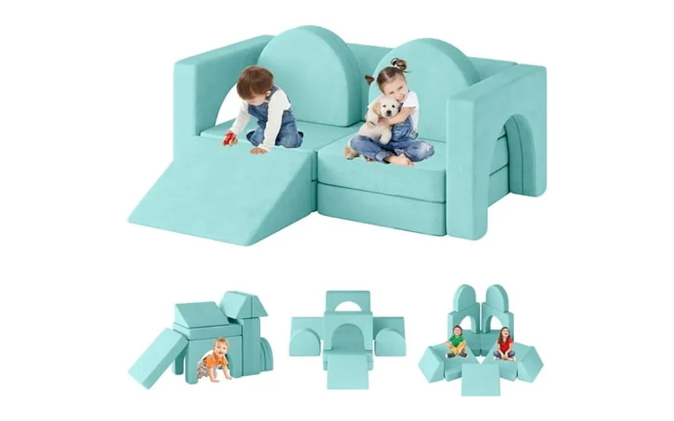Linor 10pcs Modular Kids Play Couch Kids Couch With Climbing Slope Toddler Couch For Playing Creating Sleeping Indoor Ki
